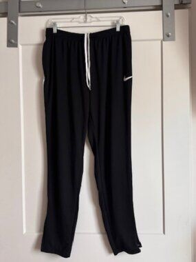 Nike Dri Fit Pants Black Side Zip Academy Soccer Track Logo